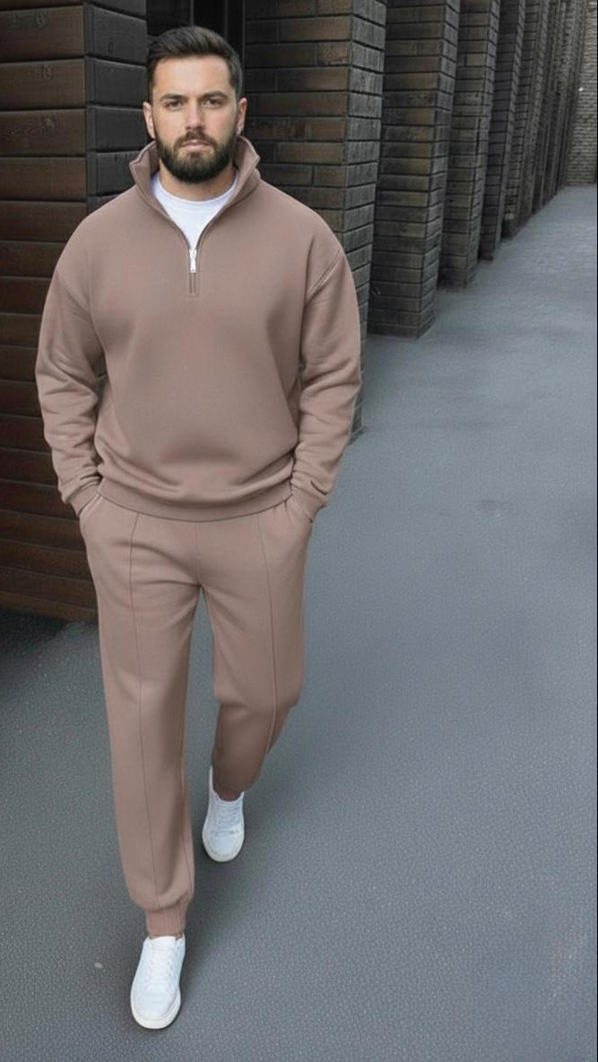 Zip Style Plated Trouser Tracksuit – Cotton Fleece